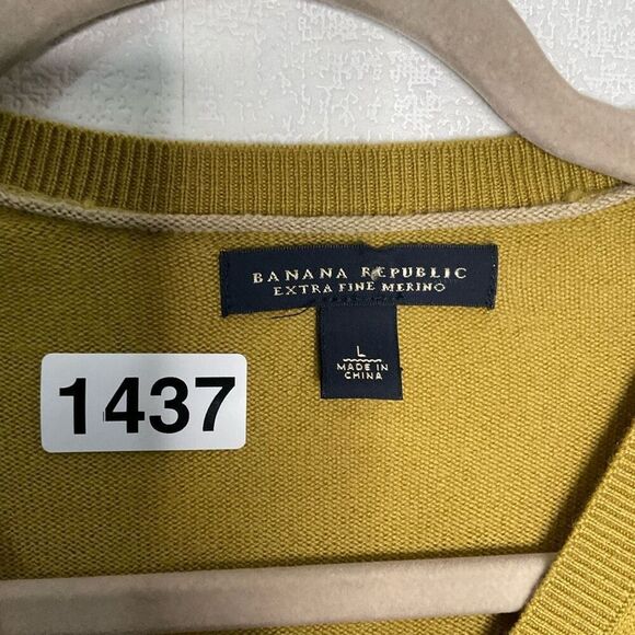 Banana Republic Sweater Adult Large 100%Wool Merino V Neck Casual Mens Pullover - Picture 5 of 9